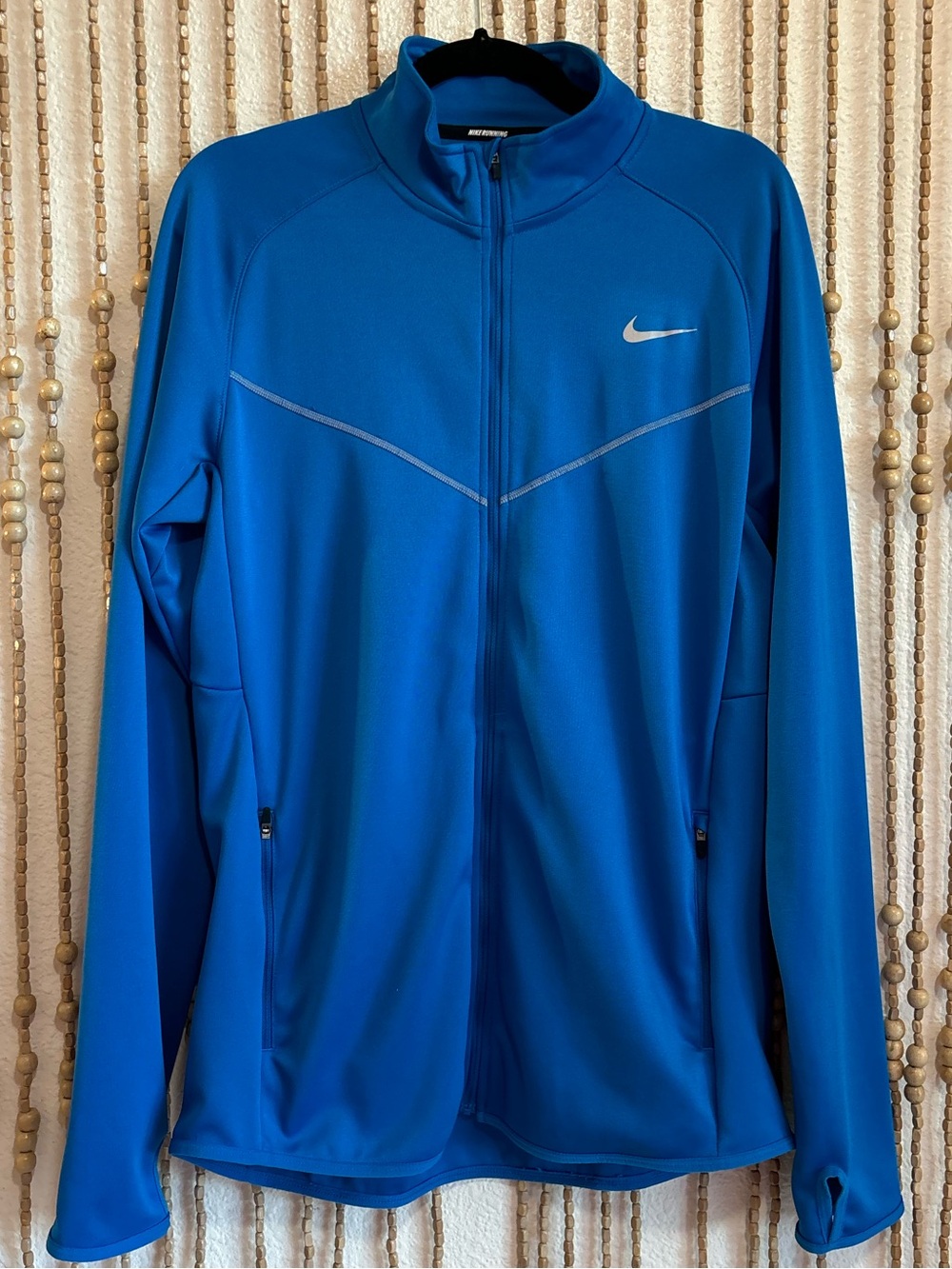 Nike Dry-Fit Blue Zip Up Atlrtic Track Workout Gym Long Sleeve Jacket Large
